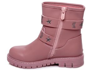 Ботушки за момиче WEESTEP, розови със сребристи снежинки