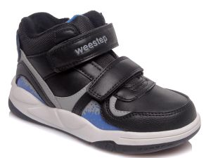 Топли зимни боти за момче WEESTEP черни с акценти в синьо и сиво