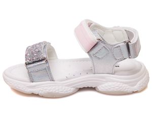 Сандали за момиче, сребристи с брокат WEESTEP