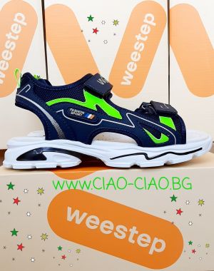 Сандали за момче, тъмно сини с електриково зелени акценти  WEESTEP