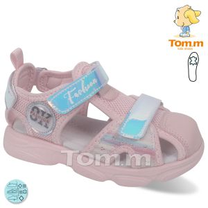 Детски сандали за момиче, розови с хамелеонови декорации TOM.M