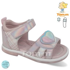 Бебешки сандали за момиче, розови със сърце с хамелеонов ефект TOM.M