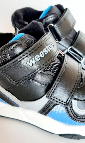 Топли зимни боти за момче WEESTEP черни с акценти в синьо и сиво
