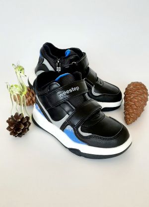 Топли зимни боти за момче WEESTEP черни с акценти в синьо и сиво