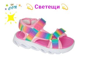 СВЕТЕЩИ детски сандали за момиче с Цветовете на Дъгата на BUBBLE KIDS