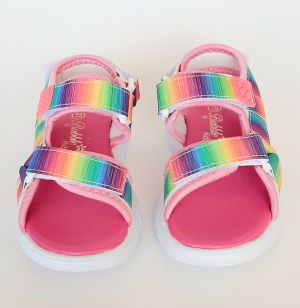 СВЕТЕЩИ детски сандали за момиче с Цветовете на Дъгата на BUBBLE KIDS